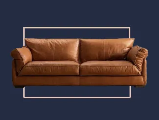 Jeuje Blue Box tan leather sofa traditional