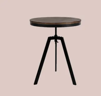 wooden stool with blush background
