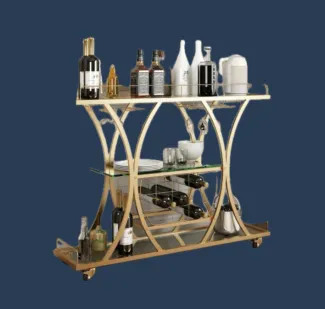 gold bar cart - blue navy background
