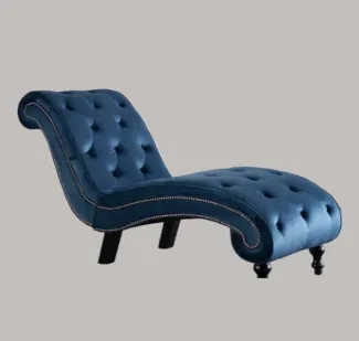 blue velvet chaise longue - stone background