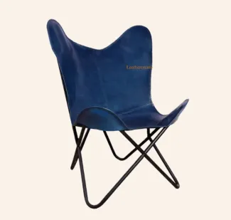 blue butterfly chair - cream background