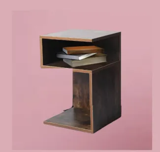 wood side table - blush background