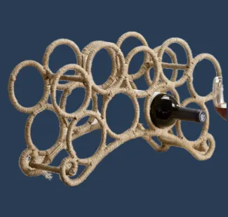 cane wine rack - navy blue background