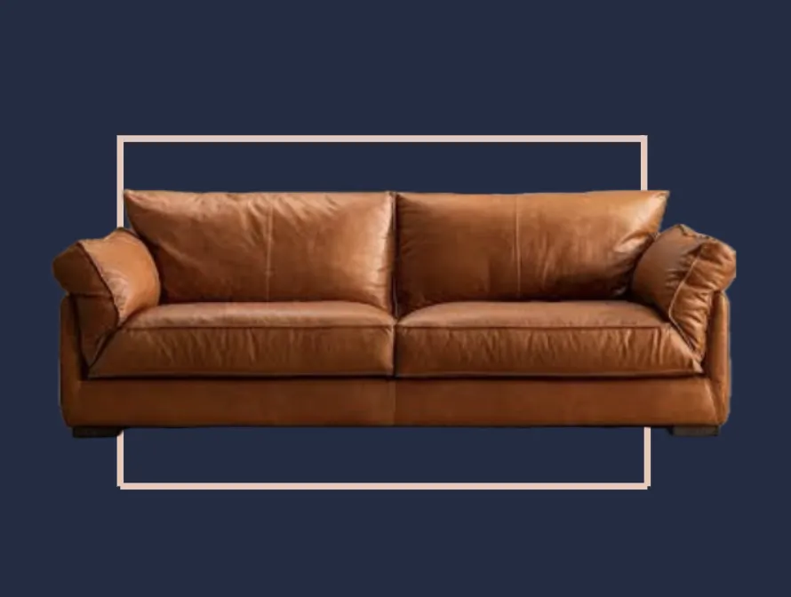 Jeuje Blue Box tan leather sofa traditional